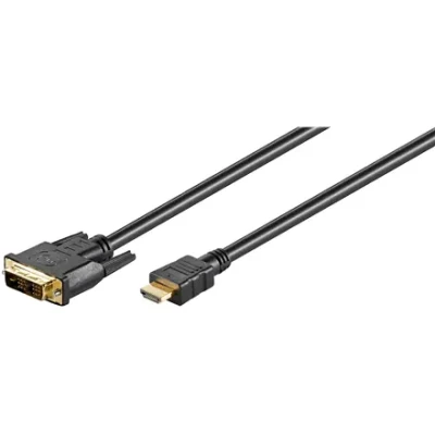 Goobay  |  DVI-D / HDMI cable, gold-plated  |  51580  |  DVI-D male Single-Link (18+1 pin)  |  HDMI male (type A)  |  HDMI to DVI-D  |  2 m