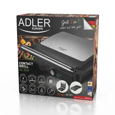Adler  |  Electric Grill XL  |  AD 3051  |  Table  |  2800 W  |  Black / Stainless steel