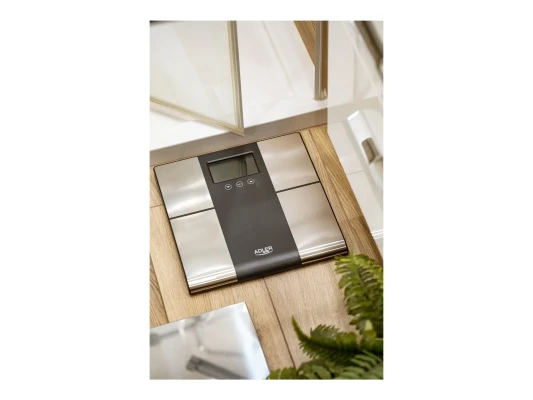 Adler  |  Bathroom scale with analyzer  |  AD 8165  |  Maximum weight (capacity) 225 kg  |  Accuracy 100 g  |  Body Mass Index (BMI) measuring  |  Stainless steel / Black