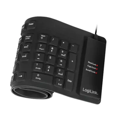 Logilink  |  Гибкая водонепроницаемая клавиатура USB + PS / 2  |  ID0019A  |  Гибкая клавиатура  |  Проводная  |  DE  |  Черный