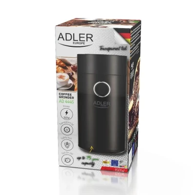 Adler  |  Coffee grinder  |  AD4446bs  |  150 W  |  Coffee beans capacity 75 g  |  Lid safety switch  |  Black