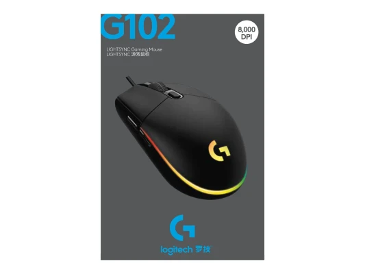 Logitech  |  Spēļu pele  |  G102 LIGHTSYNC  |  Vadu  |  USB  |  Melna