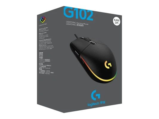 Logitech  |  Spēļu pele  |  G102 LIGHTSYNC  |  Vadu  |  USB  |  Melna