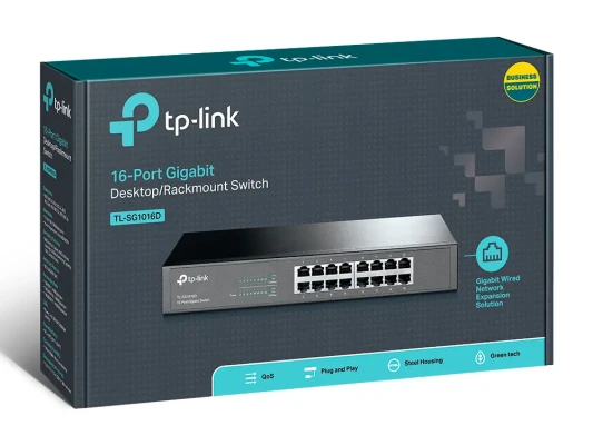 TP-LINK  |  16-Port Gigabit Switch  |  TL-SG1016D  |  Unmanaged  |  Desktop / Rackmountable