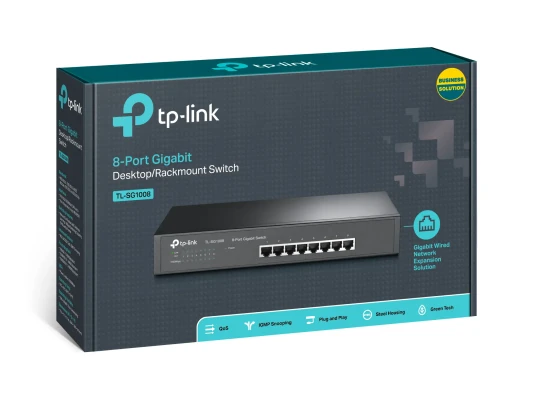 TP-LINK  |  8-Port Gigabit Switch  |  TL-SG1008  |  Unmanaged  |  Desktop / Rackmountable
