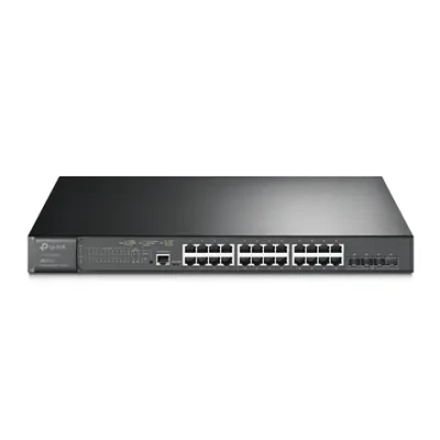 TP-LINK  |  24-портовый гигабитный и 4-портовый 10GE SFP+ L2+ управляемый коммутатор с 24 портами PoE+  |  TL-SG3428XMP JetStream  |  Управляемый L2+  |  Устанавливается в стойку