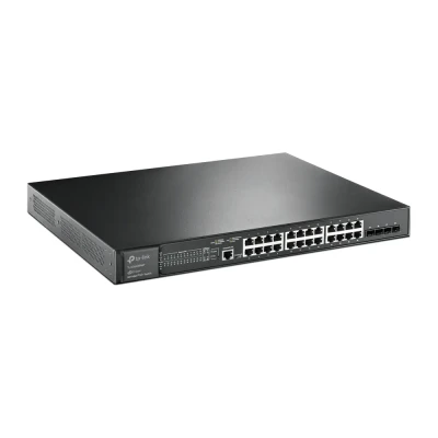 TP-LINK  |  24-портовый гигабитный и 4-портовый 10GE SFP+ L2+ управляемый коммутатор с 24 портами PoE+  |  TL-SG3428XMP JetStream  |  Управляемый L2+  |  Устанавливается в стойку