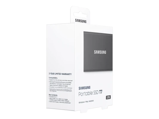 Pārnēsājams SSD  |  T7  |  2000 GB  |  USB 3.2  |  Pelēks