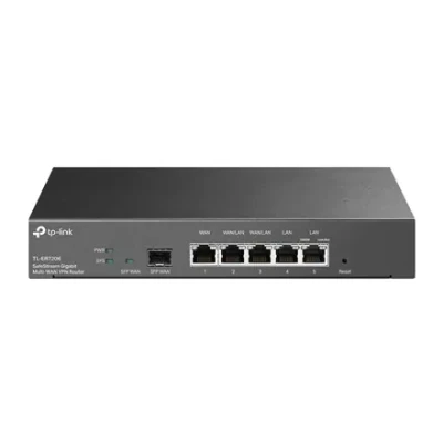 SafeStream Gigabit Multi-WAN VPN maršrutētājs  |  ER7206  |  10 / 100 / 1000 Mbit / s  |  Ethernet LAN (RJ-45) porti 1× Gigabit SFP WAN ports, 1× Gigabit RJ45 WAN ports, 2× Gigabit RJ45 LAN ports 2× Gigabit WAN / LAN RJ45 ports