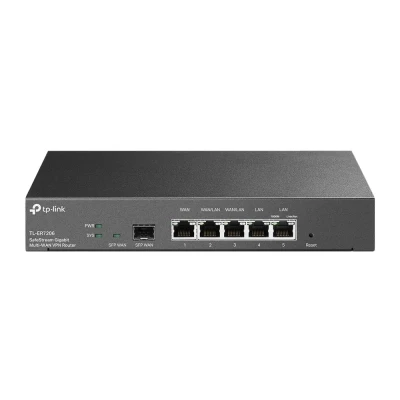 SafeStream Gigabit Multi-WAN VPN maršrutētājs  |  ER7206  |  10 / 100 / 1000 Mbit / s  |  Ethernet LAN (RJ-45) porti 1× Gigabit SFP WAN ports, 1× Gigabit RJ45 WAN ports, 2× Gigabit RJ45 LAN ports 2× Gigabit WAN / LAN RJ45 ports