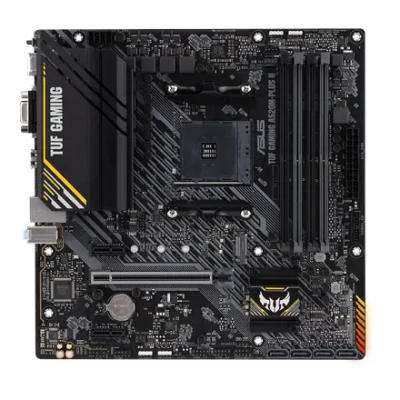 Asus  |  TUF GAMING A520M-PLUS II  |  Processor family AMD  |  Processor socket AM4  |  DDR4 DIMM  |  Memory slots 4  |  Supported hard disk drive interfaces 	SATA, M.2  |  Number of SATA connectors 4  |  Chipset AMD A520  |  Micro ATX
