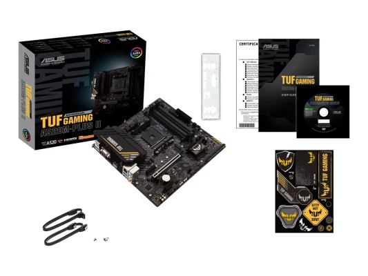 Asus  |  TUF GAMING A520M-PLUS II  |  Processor family AMD  |  Processor socket AM4  |  DDR4 DIMM  |  Memory slots 4  |  Supported hard disk drive interfaces 	SATA, M.2  |  Number of SATA connectors 4  |  Chipset AMD A520  |  Micro ATX