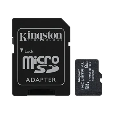 Kingston  |  UHS-I  |  8 GB  |  microSDHC / SDXC Industrial Card  |  Flash memory class Class 10, UHS-I, U3, V30, A1  |  SD Adapter