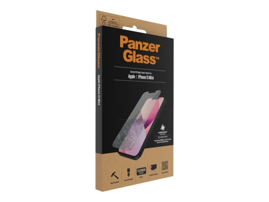 PanzerGlass  |  Clear Screen Protector  |  Apple  |  iPhone 13 Mini  |  Tempered glass  |  Antibacterial glass; Resistant to scratches and bacteria; Shock absorbing; Easy to install