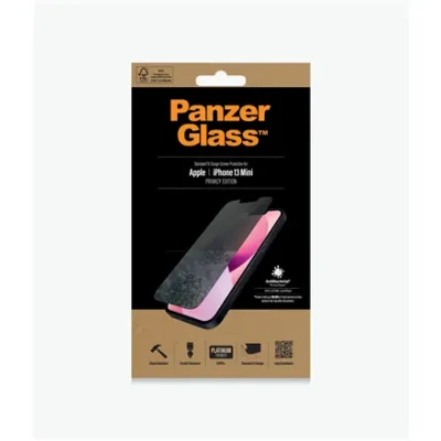 PanzerGlass  |  Apple  |  iPhone 13 Mini  |  Tempered glass  |  Black  |  Crystal clear; Resistant to scratches and bacteria; Shock absorbing; Easy to install  |  Privacy Screen Protector