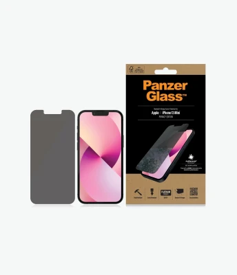 PanzerGlass  |  Apple  |  iPhone 13 Mini  |  Tempered glass  |  Black  |  Crystal clear; Resistant to scratches and bacteria; Shock absorbing; Easy to install  |  Privacy Screen Protector
