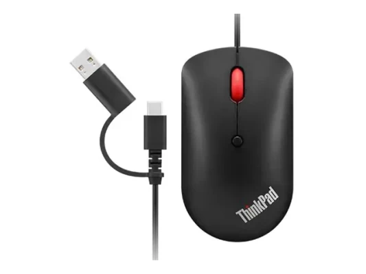 Lenovo  |  ThinkPad USB-C Wired Compact Mouse  |  USB-C  |  Raven black