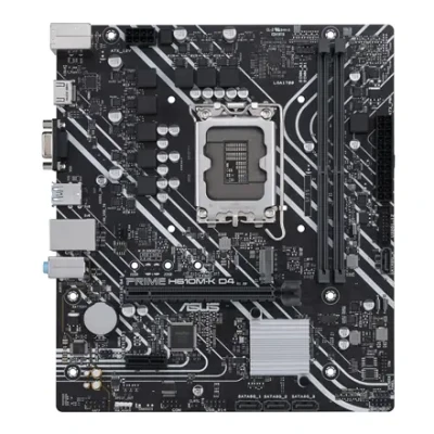 Asus  |  PRIME H610M-K D4  |  Семейство процессоров Intel  |  Разъем процессора LGA1700  |  DDR4 DIMM  |  Количество слотов памяти 2  |  Поддерживаемые интерфейсы жесткого диска SATA, M.2  |  Количество SATA разъемов 4  |  Чипсет Intel H610  |  mATX