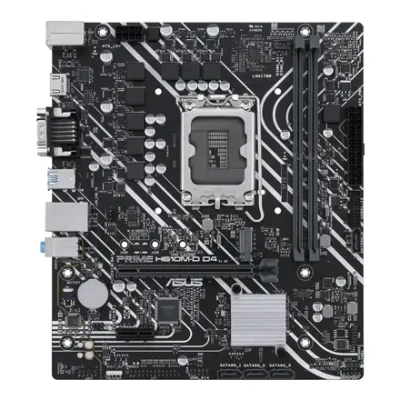 Asus  |  PRIME H610M-D D4  |  Processor family Intel  |  Processor socket LGA1700  |  DDR4 DIMM  |  Memory slots 2  |  Supported hard disk drive interfaces SATA, M.2  |  Number of SATA connectors 4  |  Chipset Intel H610  |  mATX