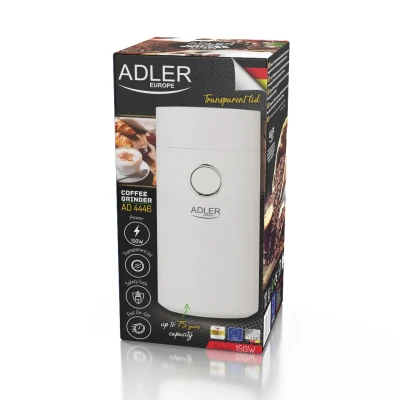 Adler  |  Coffee Mill  |  AD 4446ws  |  150 W  |  Coffee beans capacity 75 g  |  White