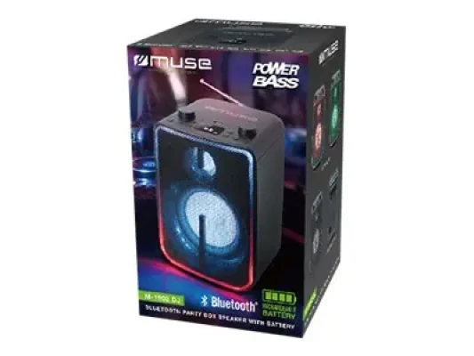 Muse  |  Bluetooth колонка для вечеринки с аккумулятором  |  M-1802DJ  |  60 Вт  |  Bluetooth  |  Черный  |  Беспроводное соединение
