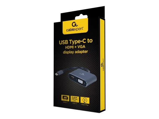 Cablexpert  |  USB Type-C to HDMI and VGA display adapter  |  A-USB3C-HDMIVGA-01  |  USB Type-C