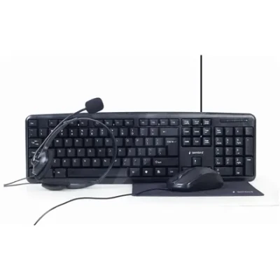 Gembird  |  4-in-1 Multimedia office set  |  KBS-UO4-01  |  Keyboard, Mouse, Pad and Headset Set  |  Wired  |  Mouse included  |  US  |  Black  |  630 g