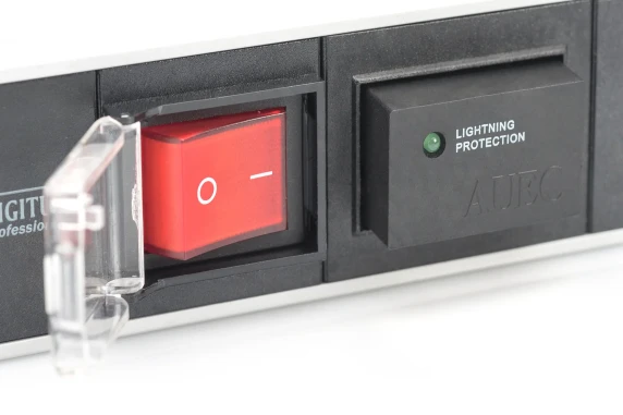 Digitus  |  1U Aluminum PDU, rackmountable, 7x safety outlet 16A Plug, 250VAC 50 / 60Hz, switch, surge protection  |  DN-95407