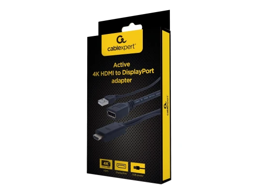 Cablexpert  |  Активный адаптер 4K HDMI на DisplayPort  |  A-HDMIM-DPF-01  |  Черный  |  DisplayPort Female  |  HDMI Male (Type A)  |  0.1 м