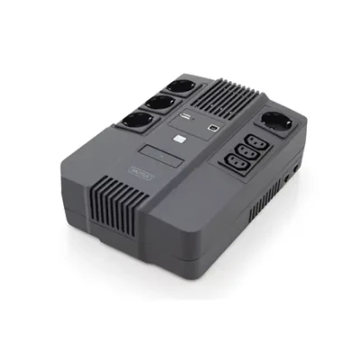 Digitus  |  All-in-One UPS  |  All-in-One UPS, 800VA / 480W, LED 12V / 9Ah x1, 4x CEE 7 / 7,3x IEC C13, USB, RJ45  |  800 VA  |  480 W