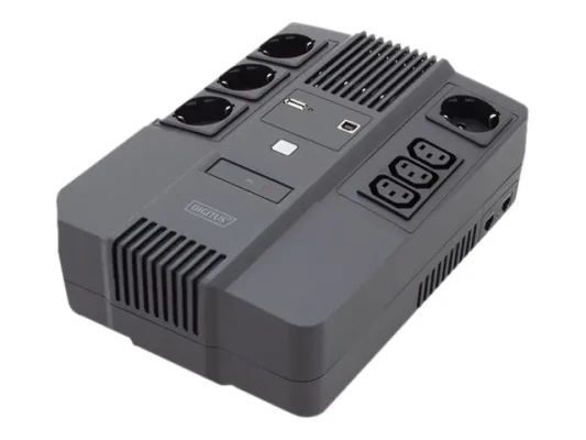Digitus  |  All-in-One UPS  |  All-in-One UPS, 800VA / 480W, LED 12V / 9Ah x1, 4x CEE 7 / 7,3x IEC C13, USB, RJ45  |  800 VA  |  480 W