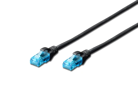 Patch Cord  |  DK-1512-005 / BL  |  2x RJ45 (8P8C) connectors. Structure: 4 x 2 AWG 26 / 7, twisted pair. Boots with kink protection, strain relief and latch protection.