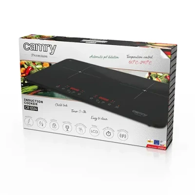 Camry  |  Table Induction Hob  |  CR 6514  |  2 Cooking Zones  |  Black