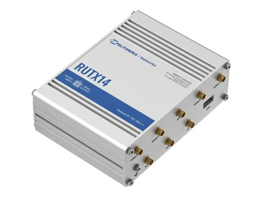 LTE Cat 12 Маршрутизатор  |  RUTX14  |  802.11ac  |  867 Мбит / с  |  10 / 100 / 1000 Мбит / с  |  Ethernet LAN (RJ-45) порты 5  |  MU-MiMO Да  |  4G  |  Тип антенны Внутренний
