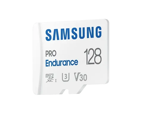 Samsung  |  PRO Endurance  |  MB-MJ128KA / EU  |  128 GB  |  MicroSD atmiņas karte  |  Flash atmiņas klase U3, V30, 10. klase  |  SD adapteris