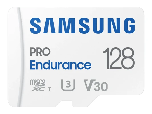 Samsung  |  PRO Endurance  |  MB-MJ128KA / EU  |  128 GB  |  MicroSD atmiņas karte  |  Flash atmiņas klase U3, V30, 10. klase  |  SD adapteris