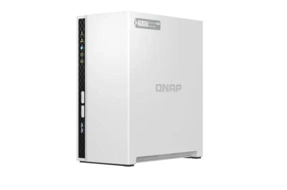 QNAP TS-233 2-Bay NAS  |  Quad-Core ARM Cortex-A55 2.0 GHz  |  2 GB RAM  |  Gigabit Ethernet