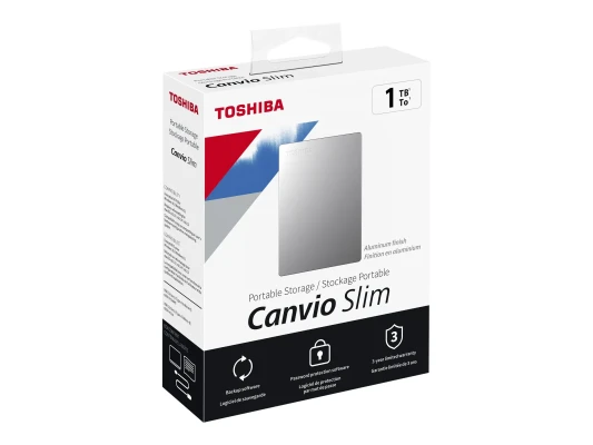 Canvio Slim  |  HDTD310ES3DA  |  1000 GB  |  2.5 "  |  USB 3.2 Gen1  |  Silver