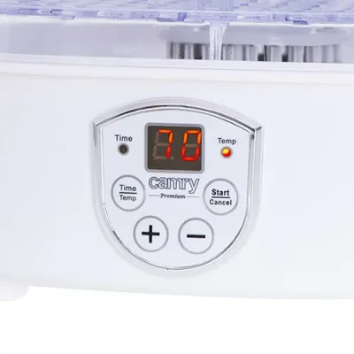 Camry  |  Food Dehydrator  |  CR 6659  |  Power 240 W  |  Number of trays 5  |  Temperature control  |  Integrated timer  |  White