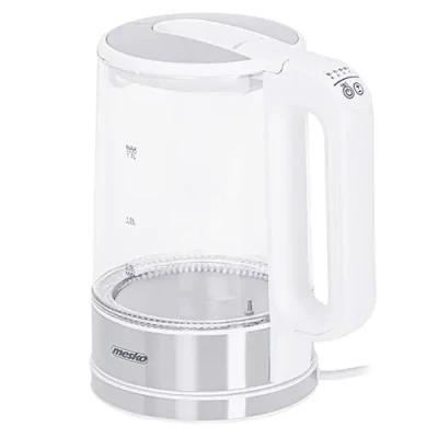 Mesko  |  Kettle  |  MS 1301w  |  Electric  |  1850 W  |  1.7 L  |  Glass / Stainless steel  |  360° rotational base  |  White