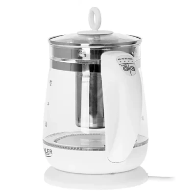 Adler  |  Kettle  |  AD 1299  |  Electric  |  2200 W  |  1.5 L  |  Glass / Stainless steel  |  360° rotational base  |  White