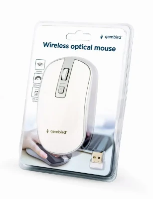 Gembird  |  Wireless Optical mouse  |  MUSW-4B-05  |  Optical mouse  |  USB  |  White