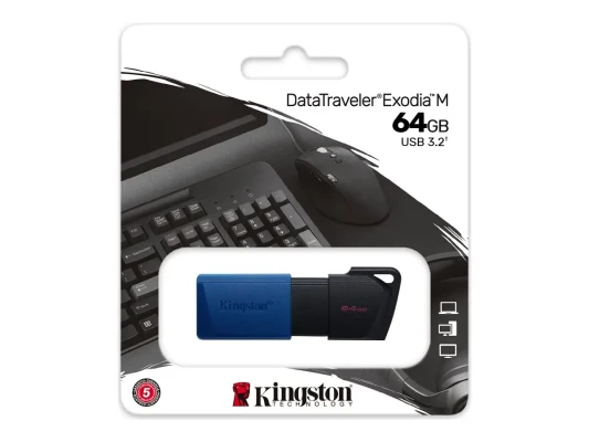 Kingston  |  USB 3.2 флеш-накопитель  |  DataTraveler Exodia M  |  64 ГБ  |  USB 3.2  |  Черный / Синий