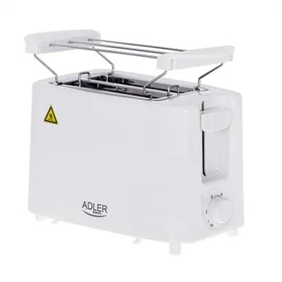 Adler  |  Toaster  |  AD 3223  |  Power 750 W  |  Number of slots 2  |  Housing material Plastic  |  White