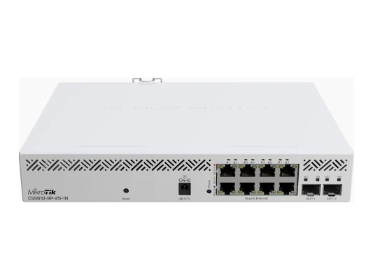 MikroTik CSS610-8P-2S+IN Cloud Smart Switch  |  8× Gigabit PoE+ RJ-45  |  2× SFP+  |  Managed