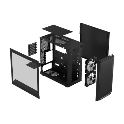 Fractal Design  |  Focus 2  |  Side window  |  RGB Black TG Clear Tint  |  Midi Tower  |  Power supply included No  |  ATX