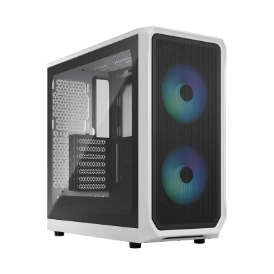 Fractal Design  |  Focus 2  |  Side window  |  RGB White TG Clear Tint  |  Midi Tower  |  Power supply included No  |  ATX