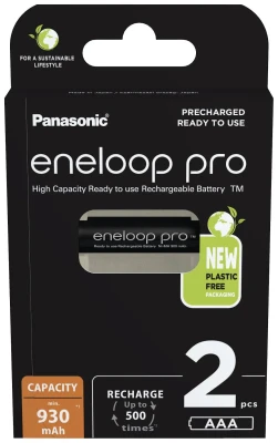 Panasonic  |  ENELOOP Pro BK-4HCDE / 2BE  |  AAA  |  930 mAh  |  2 gab.