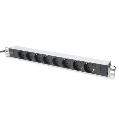 Aluminum outlet strip with 8 safety outlets  |  DN-95401  |  Sockets quantity 8