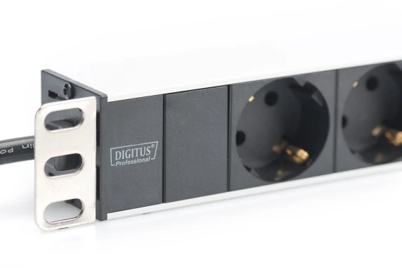 Aluminum outlet strip with 8 safety outlets  |  DN-95401  |  Sockets quantity 8